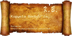 Kugyela Borbála névjegykártya